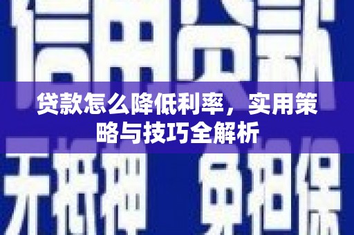 新华贷款怎么降低利率，实用策略与技巧全解析