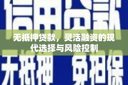 新华无抵押贷款，灵活融资的现代选择与风险控制