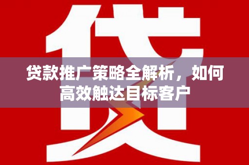 新华贷款推广策略全解析，如何高效触达目标客户