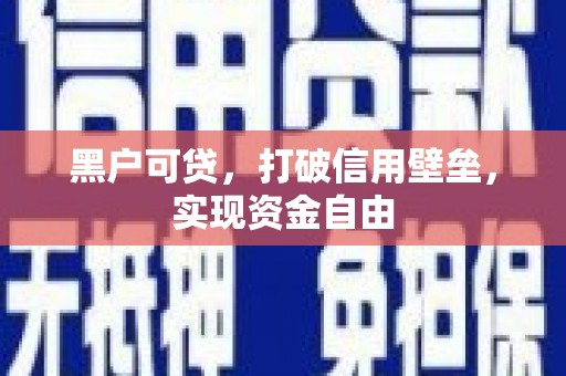 新华黑户可贷，打破信用壁垒，实现资金自由