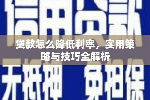 新华贷款怎么降低利率，实用策略与技巧全解析
