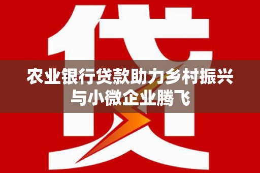 新华农业银行贷款助力乡村振兴与小微企业腾飞